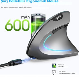 Resim HXSJ T22 Ergonomik Oyuncu Mouse 2400 Dpı 600 Mah Batarya 2 Modlu Bt + 2.4g 
