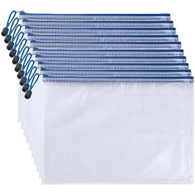 Resim 10 Fermuarlı Dosya Çantaları Plastik File Çantaları Su Geçirmez File Çantaları Oyun Depolama Çantaları Ofis Ev Seyahat İçin (A3 Boyutu 42.93 X 30.48 Cm, Beyaz) 