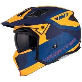 Resim Mt Streetfighter Sv S Totem C3 Kask Mat Sarı - Mavi 