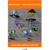 Resim Ahşap Deniz Hayvanları Figürlü Melodik Rüzgar Çanı 1 Adet 