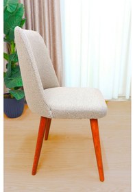 Resim Mutfak Sandalye Kılıfı-büyük Oval Likral Kum Desen Yıkanabilir Lastikli Sandalye Örtüsü Chair Cover Vizon 