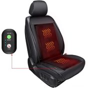 Resim Yaozixa Kış Araba Isıtıcı Koltuk Battaniyesi 12v Evrensel Sıcaklık Regülatörlü Siyah Dayanıklı Kompakt Otomobil Döşeme 