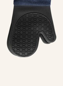 Resim 2’li Fırın Eldiveni Seti, Silikon Tabanlı, Kot Görünümlü, 230°C Isıya Dayanıklı 