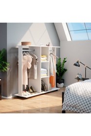 Resim Tdesigno Funda Açık Giyinme Dolabı Çok Amaçlı Dolap Gardırop 80 cm Beyaz 