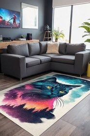 Resim Catmes Şönil Oyuncu Odası Halısı Kaymaz Pamuk Tabanlı Yıkanabilir Antibakteriyel Gamer, Gaming Halısı 120x180 