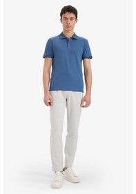 Resim DeFacto Slim Fit Dar Kesim Polo Yaka Kısa Kollu Dokulu Basic Düz Tişört T5259AZ25SMIN233 