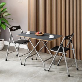 Resim Güzelkan Madeni Eşya 50X80 Füme Katlanır Masa ve 2 Adet Sandalye Seti 1133 