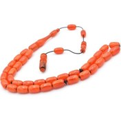 Resim Murty99Doğaltaş Usta Işi Sistemli Kapsül Kesim Turuncu Sikma Kehribar Tesbih 121 