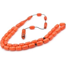 Resim Murty99Doğaltaş Usta Işi Sistemli Kapsül Kesim Turuncu Sikma Kehribar Tesbih 121 