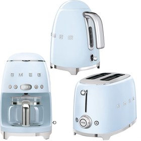 Resim Smeg 50's Style Pastel Mavi Kettle - 1x2 Ekmek Kızartma Makinesi Ve Filtre Kahve Makine Seti 