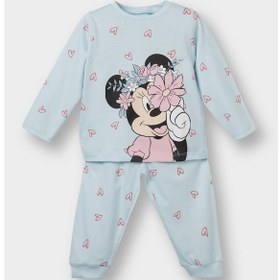 Resim Defacto Kız Bebek Disney Mickey & Minnie Pijama Takımı Uzun Kollu Penye Üst Uzun Alt F4594a525wnbe440 Mavi-be440 