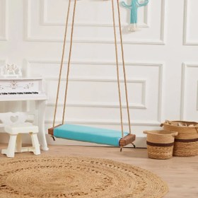 Resim Ahşap Piknik Salıncak - Turkuaz 