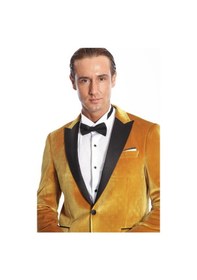Resim Wessi Kadife Slim Fit Sarı Erkek Smokin Ceket Sarı 