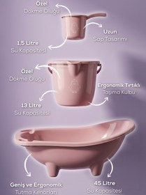 Resim Vienev 3'lü Set Fileli Yenidoğan Küvet Seti Pembe 