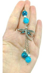 Resim biuti Turkuaz Parlak Taşlı Metal Yusufçukı Araba Dikiz Ayna Süsü, Yeni Araba Hediyesi 