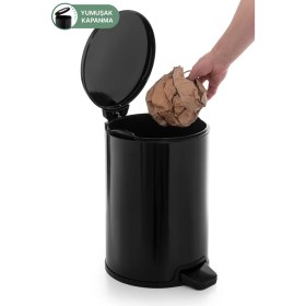 Resim Özbience Siyah 12 Lt Çöp Kovası, Pedallı, Banyo, Mutfak, Ofis Kullanımı 