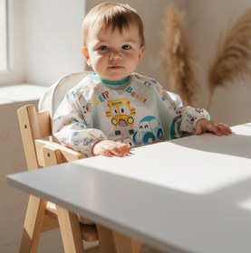 Resim melonika MiniDrive Araç Desenli Uzun Kollu Sıvı Geçirmez Bebek Mama Önlüğü - 6-24 Ay BLW Uyumlu Leke Tutmaz A 