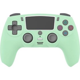 Resim Yeşil Kablosuz Gamepad Bluetooth Denetleyici Çift Titreşim Gecikme Yok Usb Joystick Led Işık Ile Ps4 Ps3 Pc Için Dokunmatik Yüzey Kontrolü 