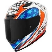 Resim Suomy Track-1 Troy Baylıss Replıca 2002 Kapalı Motosiklet Kaskı Beyaz - Mavi - Turuncu 