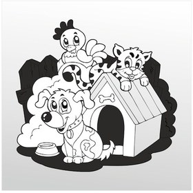 Resim Folyo Sticker Tatlı Hayvanlar 200cm Uzunluk Siyah 