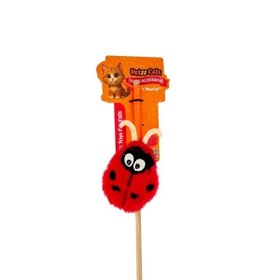 Resim PetzzCats LadyBird Matatabi ve Çıngırak Sesli Kedi Oltası Oyuncağı Kırmızı/Sarı 42 Cm 