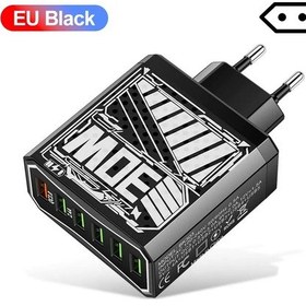 Resim 6 Port Usb Şarj Aleti Qc3.0 Hızlı Şarj Hızlı Şarj Cihazı Samsung Uyumlu Xiaomi Cep Jj303-6u Eu Black 1 Adet 