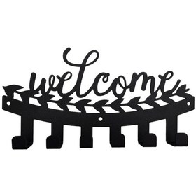 Resim Aju Welcome Yazılı Duvar Askısı - Dekoratif Metal Askılık - Elbise Askısı Duvara Monte Paslanmaz Siyah Siyah 