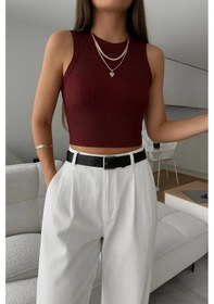 Resim Bella Monta Alçak Kesim Spor Atleti, Açık Omuzlu 239605541 Şarap Rengi 