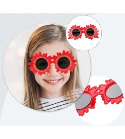 Resim Kırmızı Renk Papatya Şekilli Parti Gözlüğü 18X10 cm 