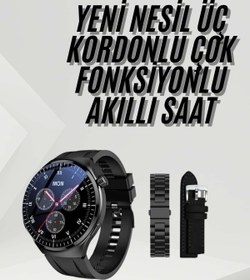 Resim UStores Amoled Ekran Metal Deri Silikon Kordonlu Uyku ve Sağlık Takibi - -7348 
