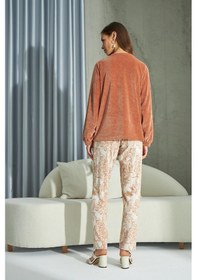 Resim Sevim Kadın Uzun Kol Kadife Jakarlı Taba Pijama Takımı C1t5n2o67 001 