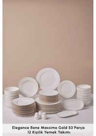 Resim Karaca Elegance Bone Massimo 53 Parça 12 Kişilik Yemek Takımı Gold 