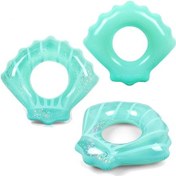 Resim Payetler Kabuk Şekli Şişme Yüzme Simidi 80 x 90 CM - Mavi Çok Renkli 