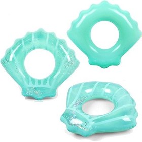 Resim Payetler Kabuk Şekli Şişme Yüzme Simidi 80 x 90 CM - Mavi Çok Renkli 