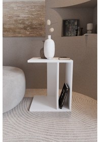 Resim Edge Modern Yan Sehpa Modüler Salon & Oturma Odası Sehpası Beyaz 