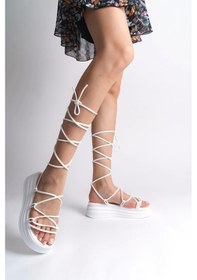 Resim Samantha Bilekten Bağlamalı Ortopedik Taban Kadın Terlik Bt Beyaz Beyaz 