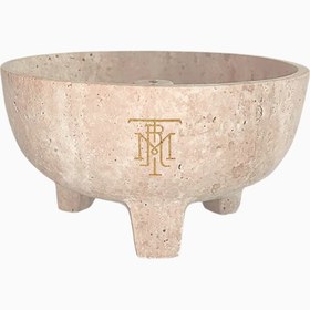 Resim Katori Traverten Tütsülük, Lüks El Yapımı Doğal Taş Aksesuar - Bej 