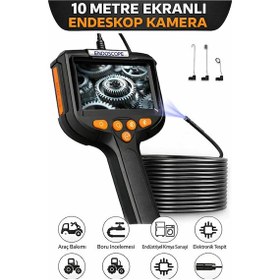 Resim Vothoon Monitörlü Tek Kameralı 10 Mt Sert Kablo Yılan Endoskop Kamera 5,5 Mm 4.3 Inc Ekran Ip67 Su Geçirmez 