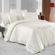Resim Sarev Nitra Saten Çift Kişilik Ekru Nevresim Takımı 200x220cm 