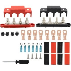 Resim Sones Cp-4018 M10+m8 Terminalli Güç Dağıtım Bloğu Terminal Saplama Seti Siyah + Kırmızı 
