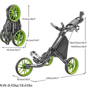 Resim CetKing Caddylite Ez Fold Version 8 Golf Taşıma Arabası– Katlanabilir, Hafif, 3 Tekerlekli, Kolay Saklama Için Tek Tıkla Katlama 
