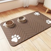 Resim Kaymaz saç tokası Baskı Köpek ve Kedi Besleme Matı - Hızlı Kuruyan, Emici, Su Geçirmez ve Leke Tutmayan Pet Kase Matı - Kolay Temizlikler İçin Kemik Şekilli Boşluklarla - Dayanıklı Kahverengi ve Beyaz Tasarım, Mess-Free Besleme İçin Mükemmel, Pet Sevgilileri İçin İdeal Hediye, Pet Besleme Matı | Herringbone Desenli Mat | Su Geçirmez Pet Mat, Köpek Besleme Matı 
