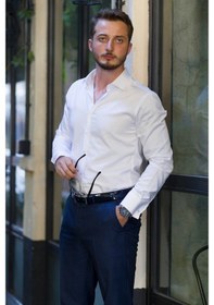 Resim Erkek Beyaz Ithal Saten Gömlek Beyaz 