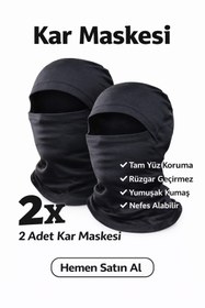 Resim DUDAKTAN KALBE 2 Adet Kar Maskesi Rüzgar Geçirmez Full Likralı Termal Kumaş (HER BEDENE UYGUNDUR) 