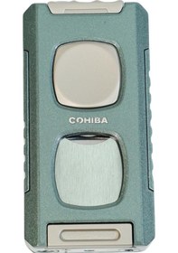 Resim Cohiba Çift Torch Pürmüz Kesici & Delici & İğneli Yeşil Metal Puro Çakmağı 