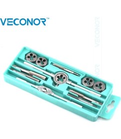 Resim Profi̇sher Metrik Kılavuz ve Pafta 12'li Set Çelik Alaşım Musluk Anahtarı El Aracı Metal Işleme 