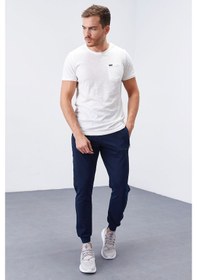 Resim Tommy Life İndigo Fermuar Cepli Dar Kalıp Jogger Erkek Eşofman Alt - 84343 İndigo 