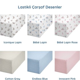 Resim Lastikli Çarşaf & Bebek Yastığı Alana Nakış Bedava! - Cotton Grey / Petits Caneton 