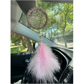 Resim Araç Balkon Aksesuar Pembe Tüylü Taşlı Dikiz Aynası Süsü Bebek Süsü Hediyesi 04 