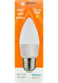 Resim 3 Adet Osaka 9w 70w Sarı Işık 3000k E27 Duylu Kalın Duy Led Mum Ampul 